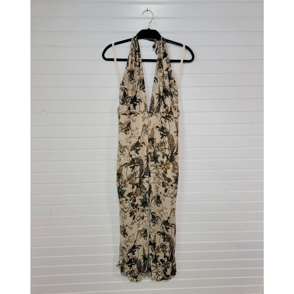 Free People Size 10 Jumpsuit Halter Tropical Print Boho Indie Casual One Piece